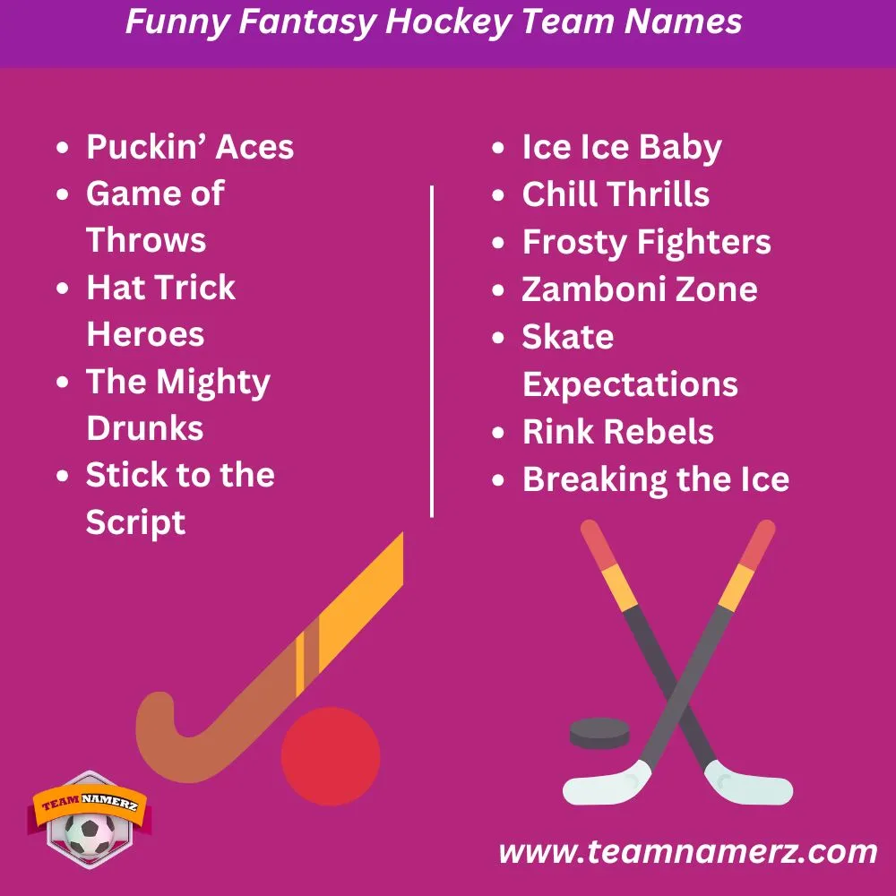 Funny Fantasy Hockey Team Names