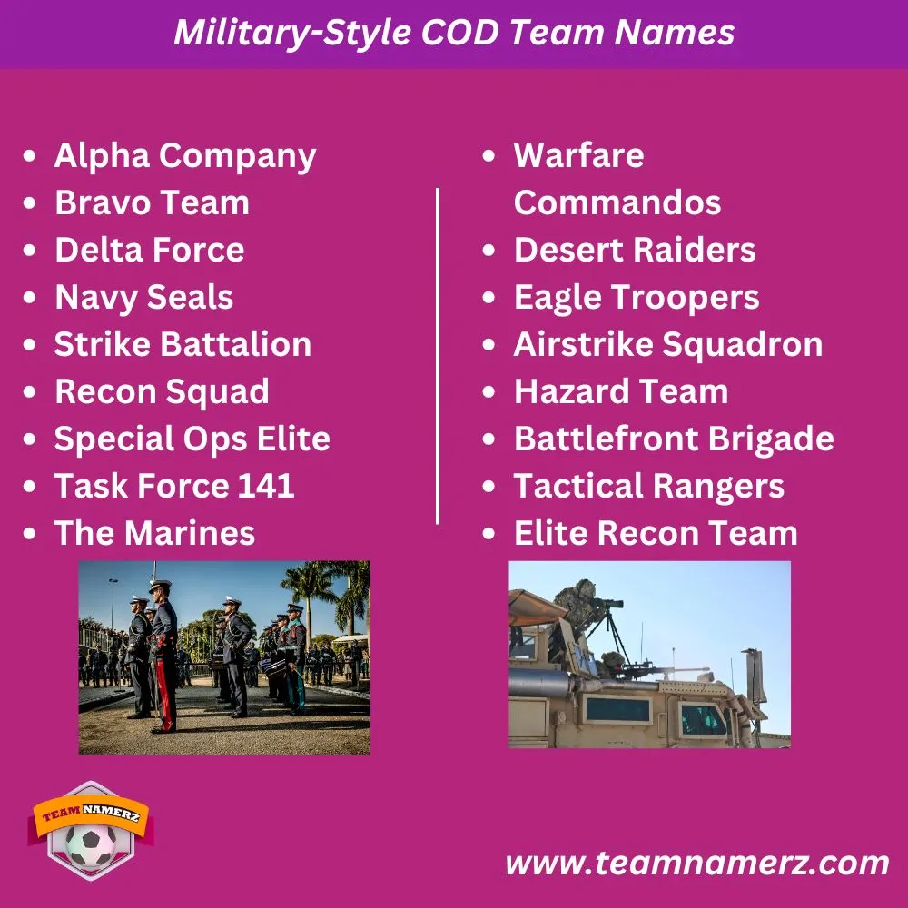 Military-Style COD Team Names
