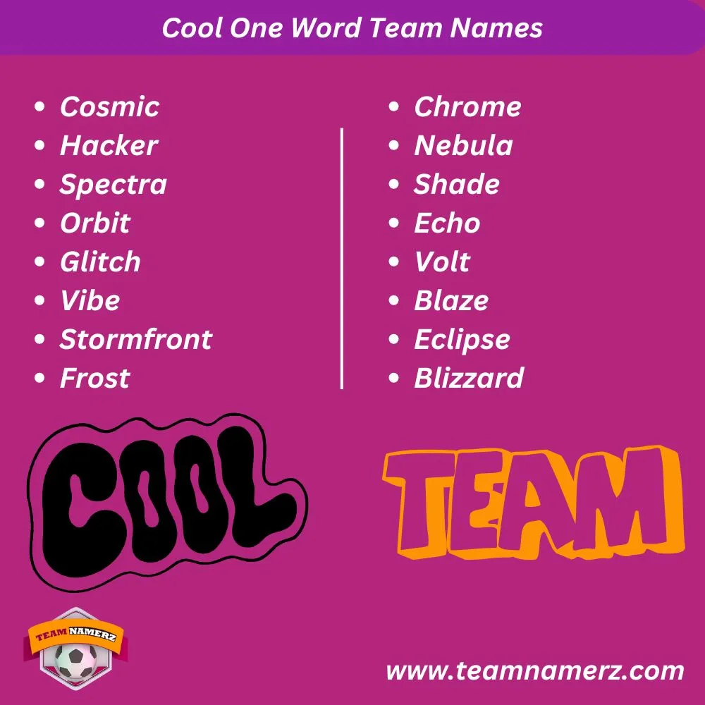 Cool One Word Team Names