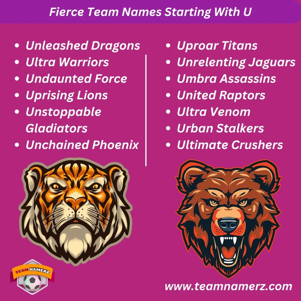 Fierce Team Names Starting With U