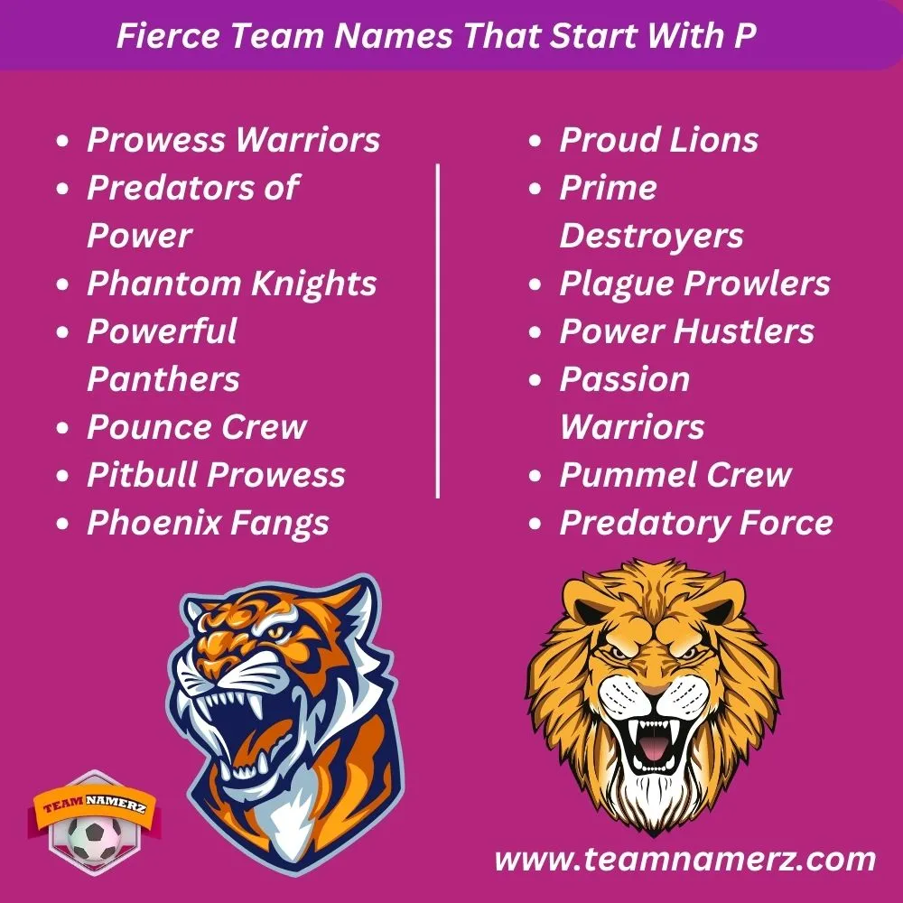Fierce Team Names That Start With P
