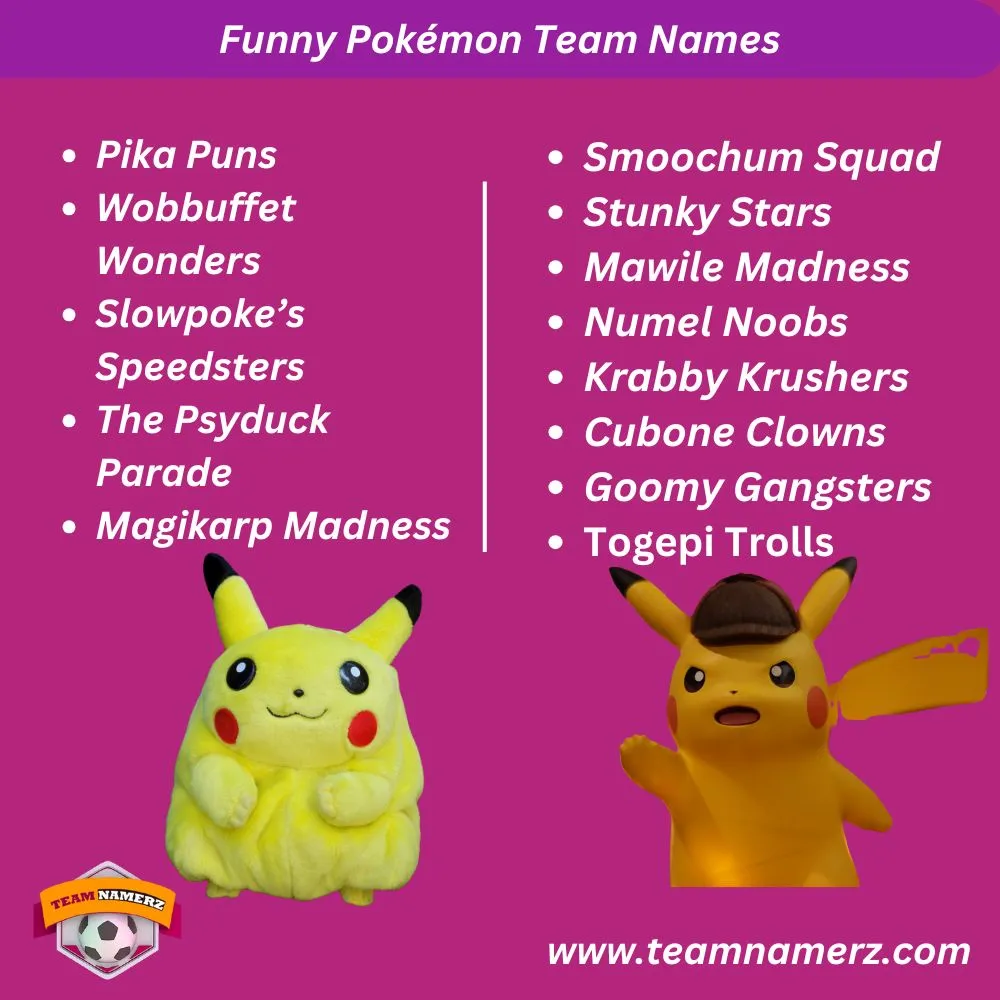 Funny Pokemon Team Names