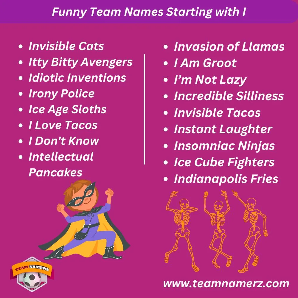 Funny Team Names Starting With I