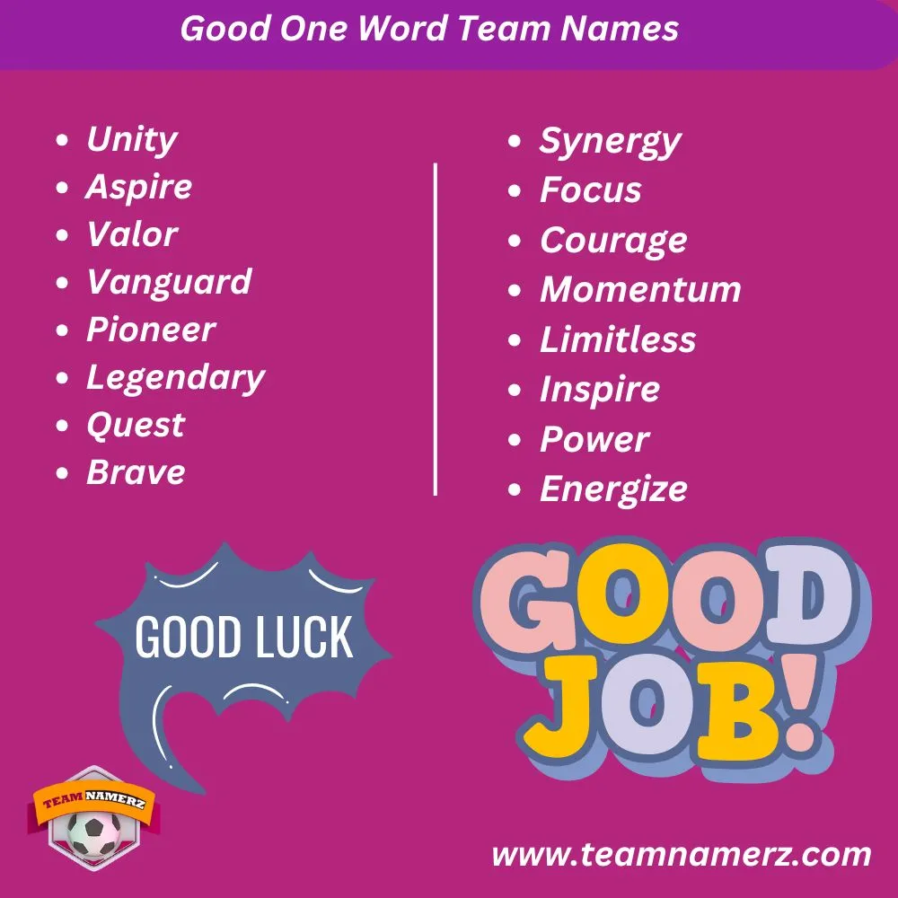 Good One Word Team Names